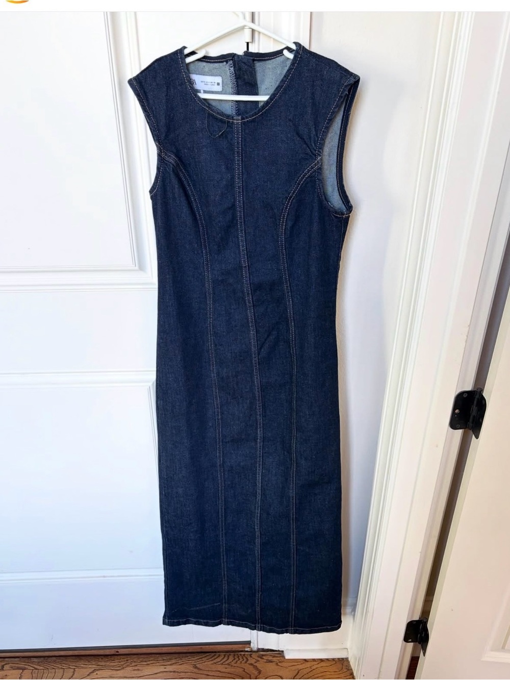 Zara Dark Blue Denim Midi Dress
